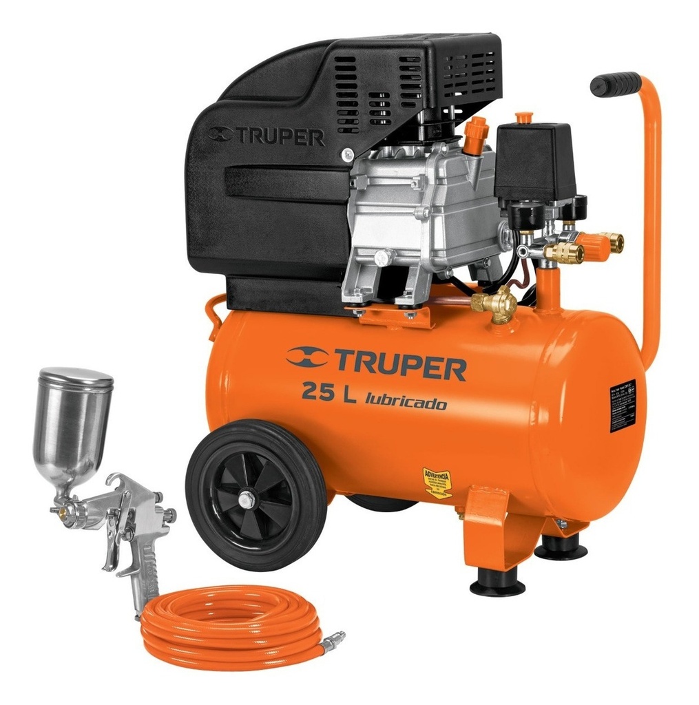 Paquete Compresor 25l, 2hp Manguera Y Pistola Truper 100300 Frecuencia 60 Hz
