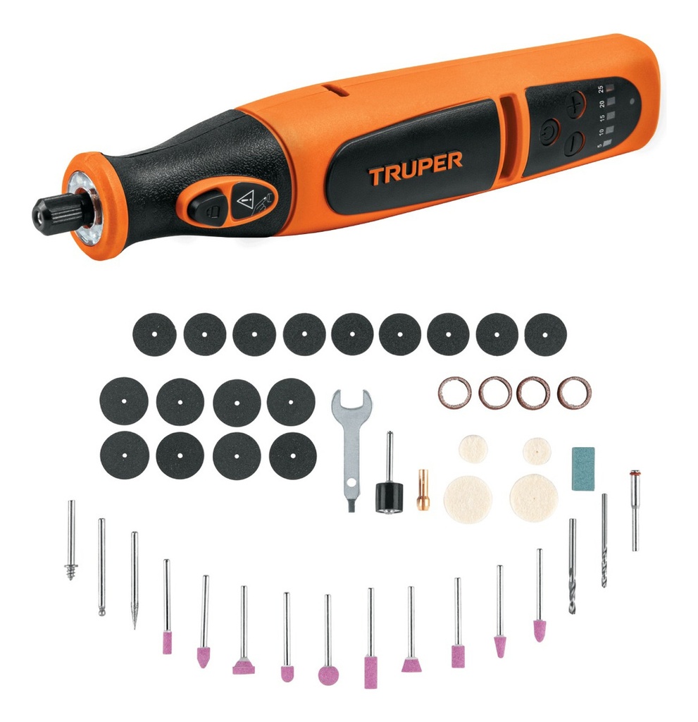 [TR-MOTO-AI] Truper Moto-ai Mototool Rotativa Inalámbrica Con 45 Accesorios 7.2v Profesional Frecuencia 60 Hz