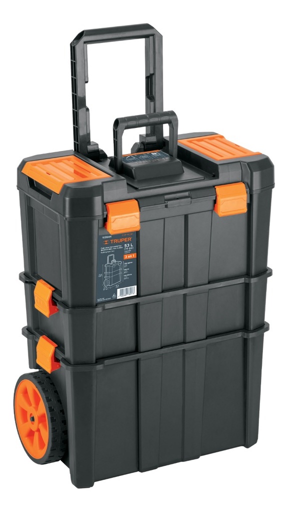 Caja Para Herramientas 19 X25 3 En 1 Desmontable Truper Chp-1925r Color Negro