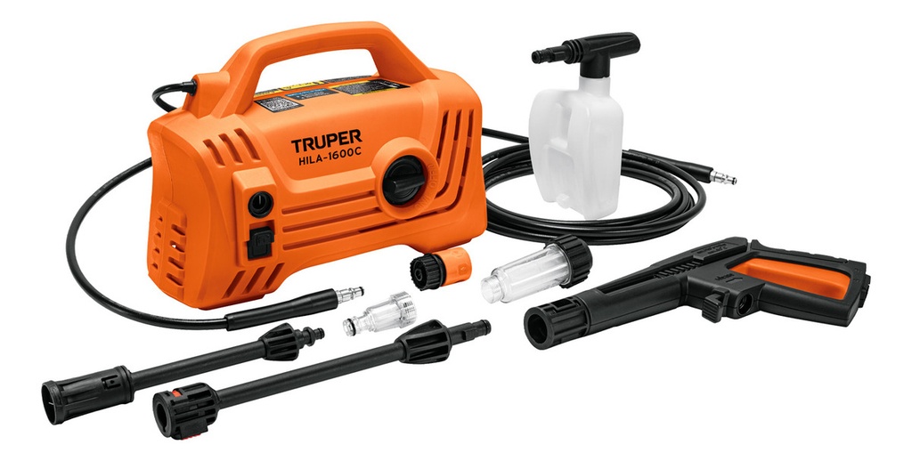 Hidrolavadora Eléctrica Compacta Presión Máxima 1600 Psi Truper Hila-1600c Naranja 60 Hz