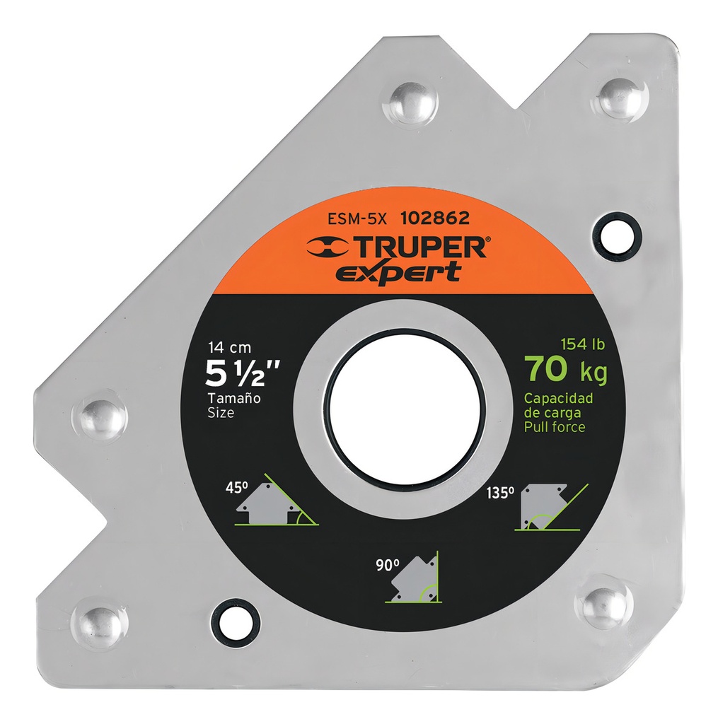 Escuadra Magnética Para Soldar 5" Carga 70 Kg Truper Esm-5x