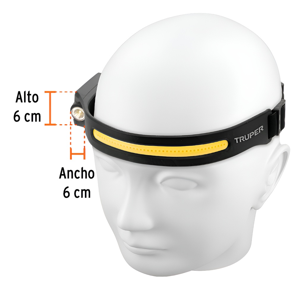 Linterna De Minero Led 350 Lm Con Sensor, Recargable Linterna Negro Luz Blanco Truper Li-ca-125r