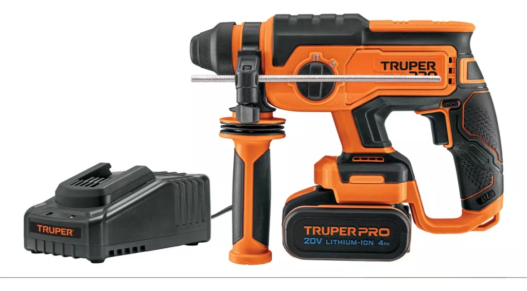 Rotomartillo Sds/destornillador 20v, 2 Joules Con 1 Batería De 4ah Truper Roei-20a Naranja 60hz