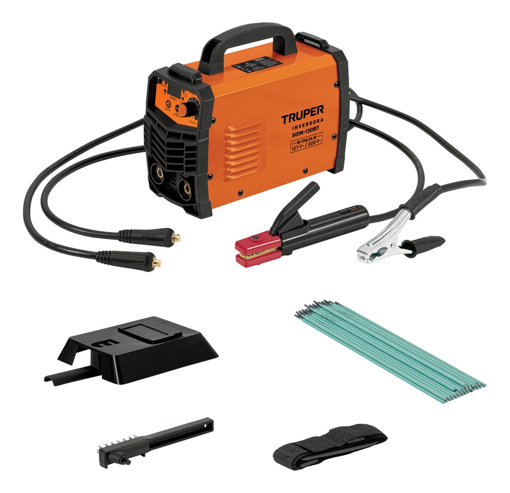 [TR-SOIN-130BT] Soldadora Inversora 130 A, Bi-voltaje 127 V/ 220 V Color Naranja Truper