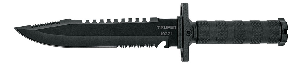 [TR-CTA-8M] Cuchillo Táctico De Monte 8" Mango Recto Color Negro Truper Cta-8m