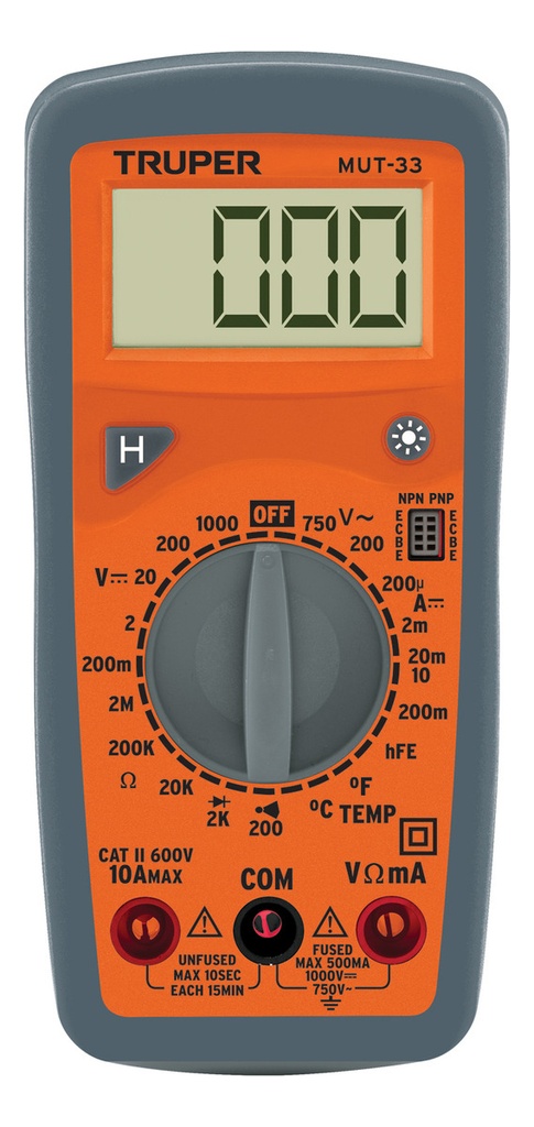 [TR-MUT-33] Tester Multimetro Digital 10 A Profesional Truper Mut-33