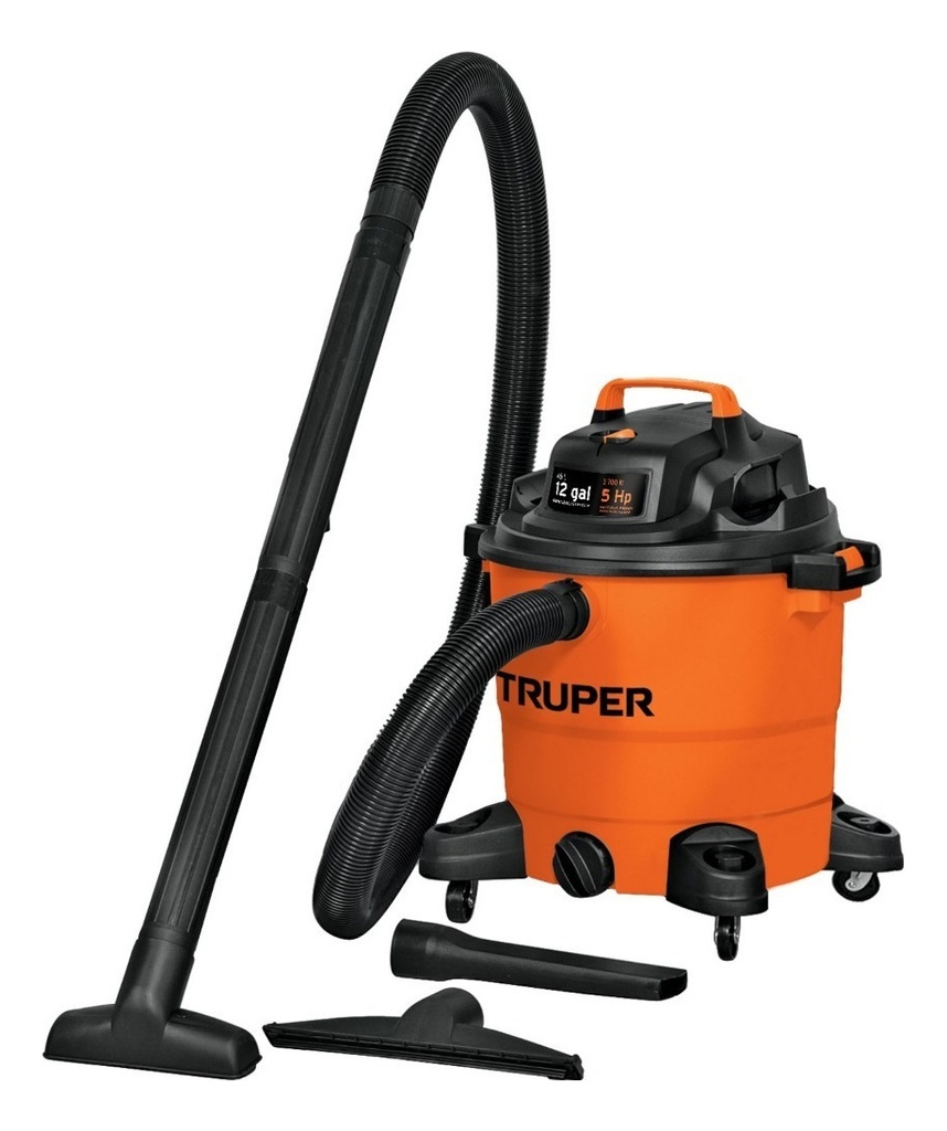 Aspiradora De Sólidos Y Líquidos, 12 Gal, Plástica, Truper Naranja/negro