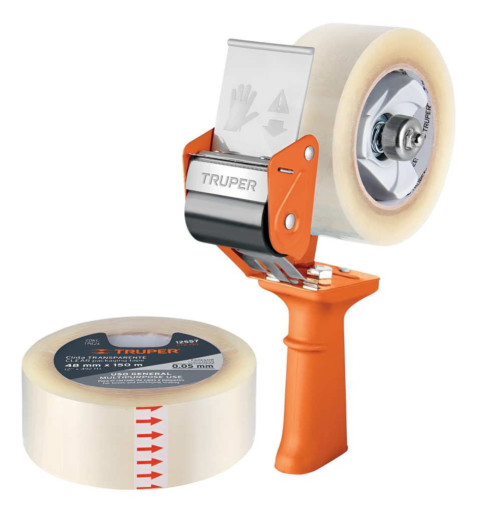 Despachador De Cinta De Empaque Truper Desp-ce + 2 Rollos Naranja