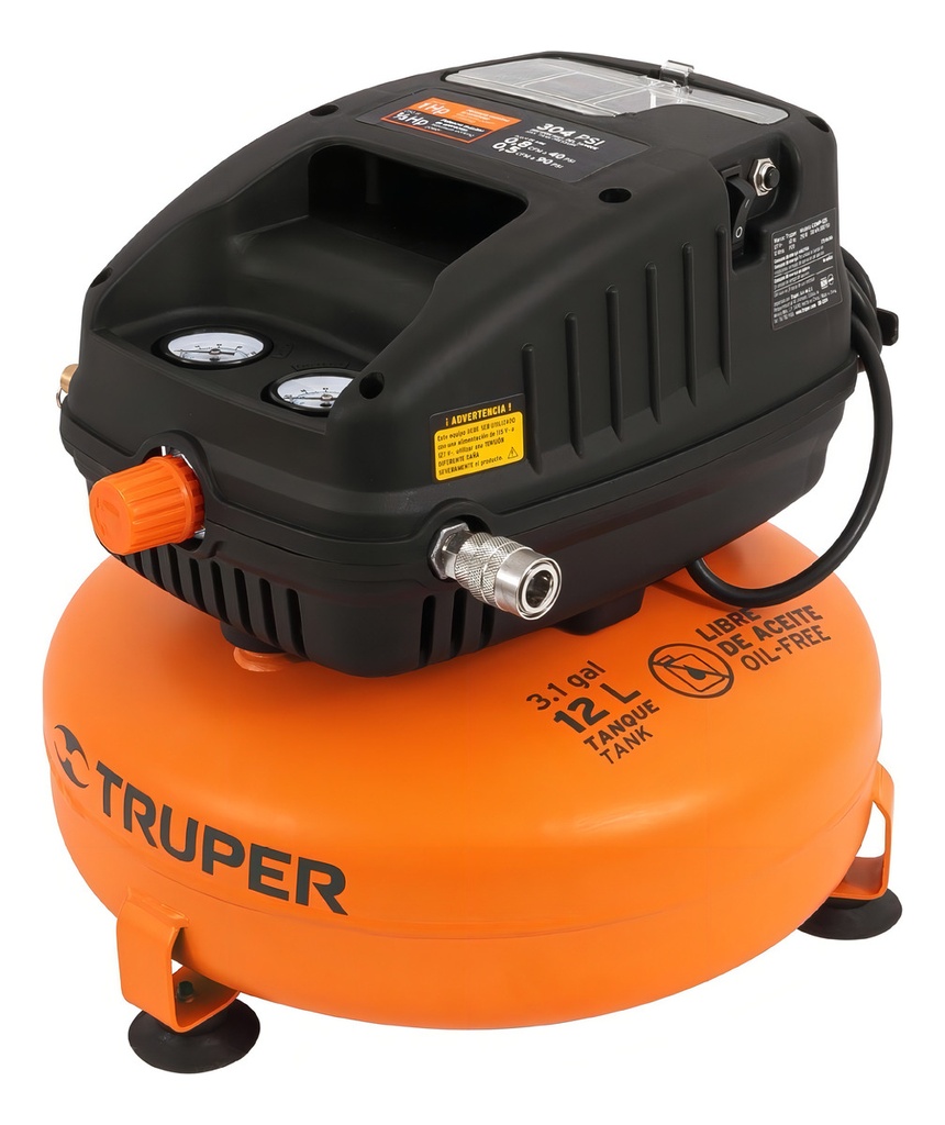 Compresor De Aire Libre De Aceite 1 Hp 12 L Truper Comp-12s Frecuencia 60 Hz Naranja Monofásica
