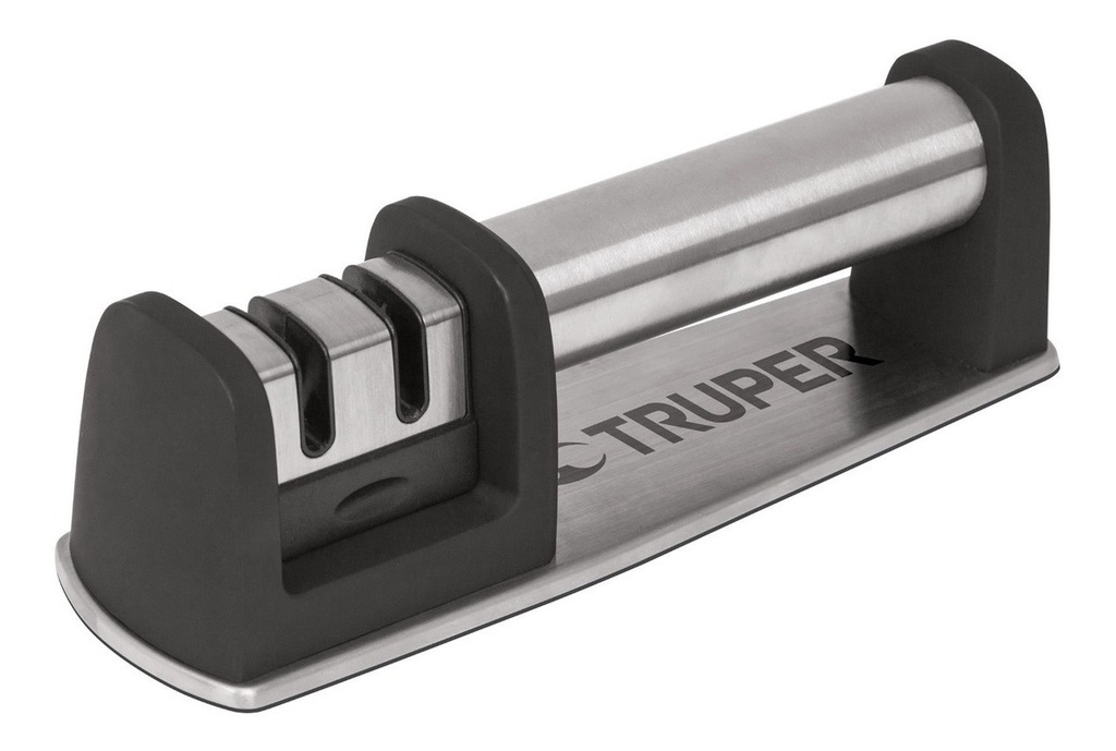 Afilador De Cuchillos, Cuerpo De Acero Inoxidable, 2 Etapas, Truper Afi-cux Negro