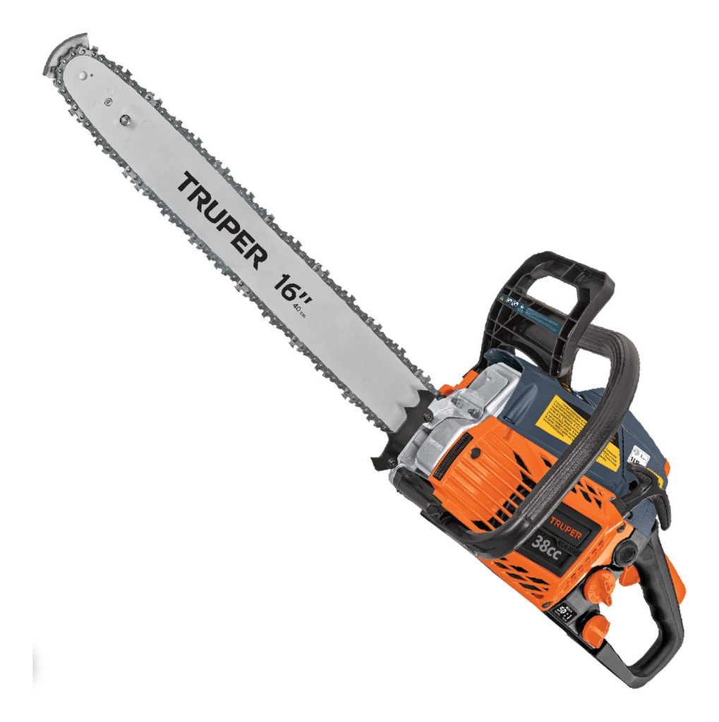 Motosierra 38 Cc A Gasolina Con Barra De 16", Truper Mot-3816, Color Naranja