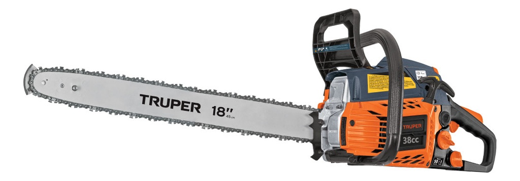 Motosierra 38 Cc A Gasolina Con Barra De 18'' , Truper Mot-3818 Color Naranja