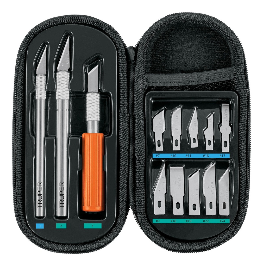 Juego De Exactos Con 13 Cuchillas Y Estuche Truper Exa-11