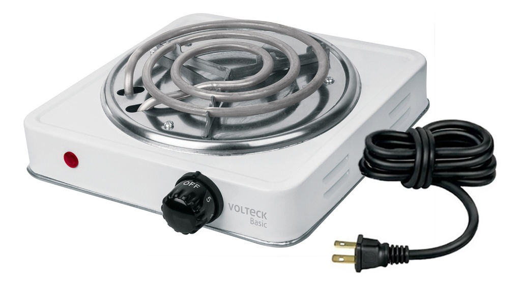 Parrilla Eléctrica 1 Quemador, Color Blanco Volteck Pael-1cp