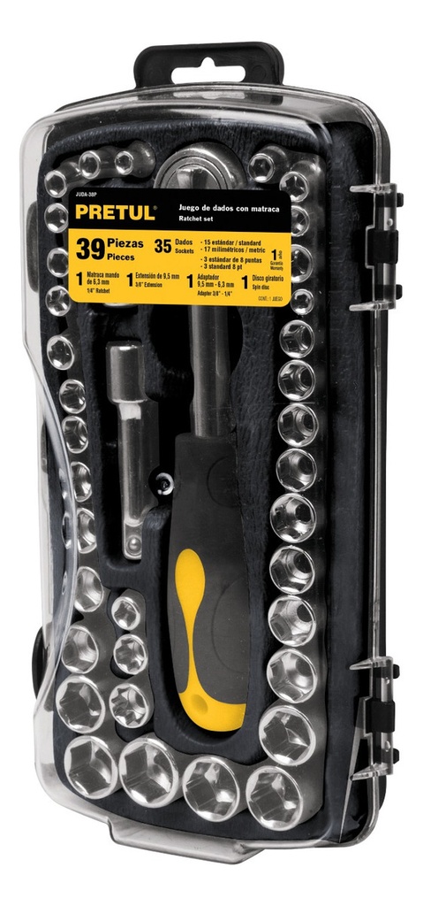 Juego De Dados De 1/4 Y 3/8  C/matraca 39pz Pretul Juda-38p