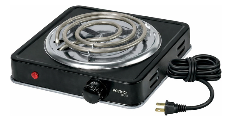 Parrilla Portatil Eléctrica 1 Quemador En Espiral Color Negro Volteck Pael-1cpn