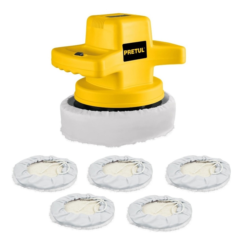 [TR-PULA-P] Pulidora 10 Para Auto Con 5 Borlas 110 W 127 V Pretul Pula-p Amarillo