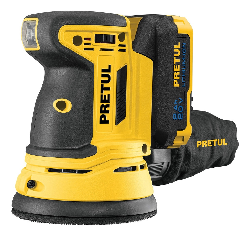 Lijadora Roto Orbital Inalámbrica, 5'' 20v, Pretul Liri-20p Color Amarillo