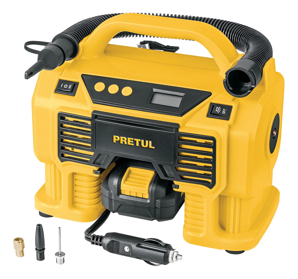 [TR-COMPI-20P] Inflador/soplador Para Auto, 20v, 1 Batería 2ah, Pretul Color Amarillo