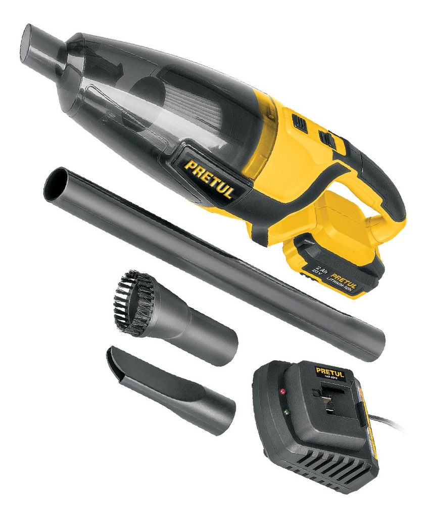 [TR-ASI-20P] Aspiradora Para Auto, 20v, 1 Batería 2ah, Pretul Color Amarillo