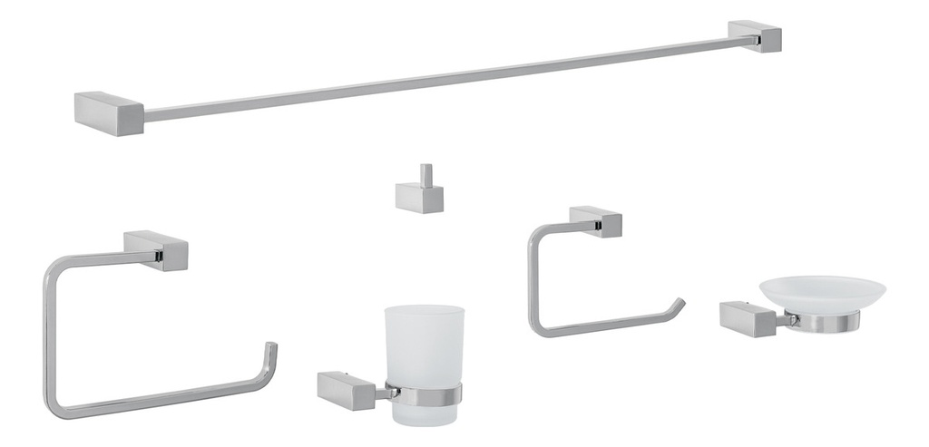 [TR-KUA-7000] Juego De 6 Accesorios Para Baño Color Cromo, Foset Kua-7000 Cromo