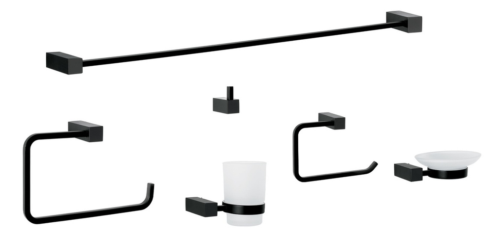Juego de 6 Accesorios Para Baño, Negro