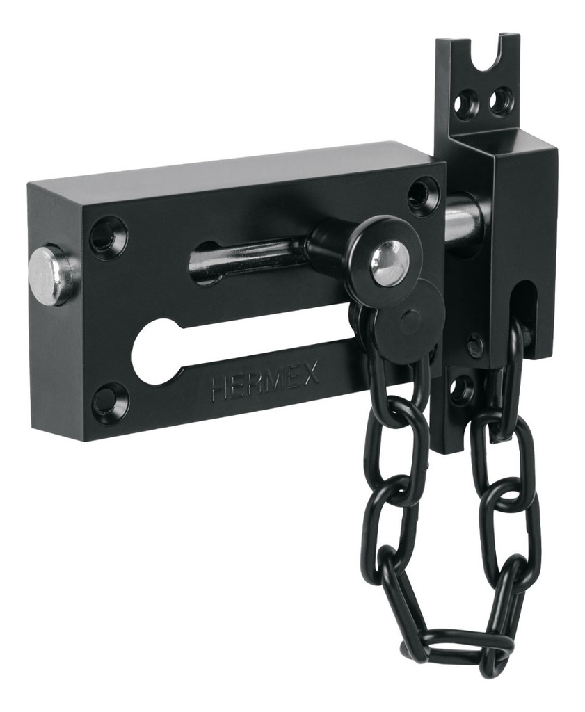 [TR-PACA-6] Pasador Con Cadena Para Puerta, Acabado Negro, Hermex Paca-6