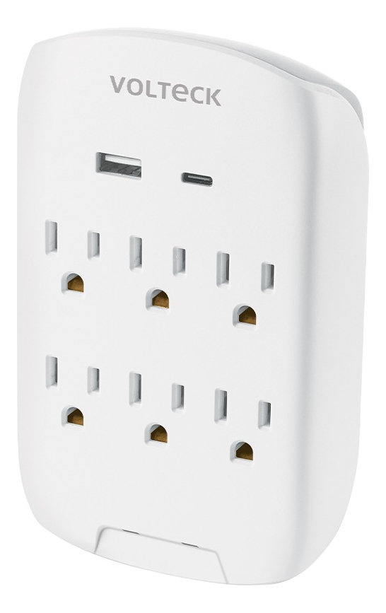 Multicontacto 800 Joules 6 Contactos Y 2 Usb Volteck Mul-682u Color Blanco
