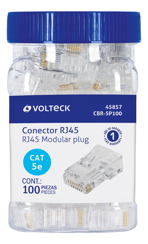 Plug Rj45 Cat5e, Bote Con 100 Piezas Volteck Cbr-5p100