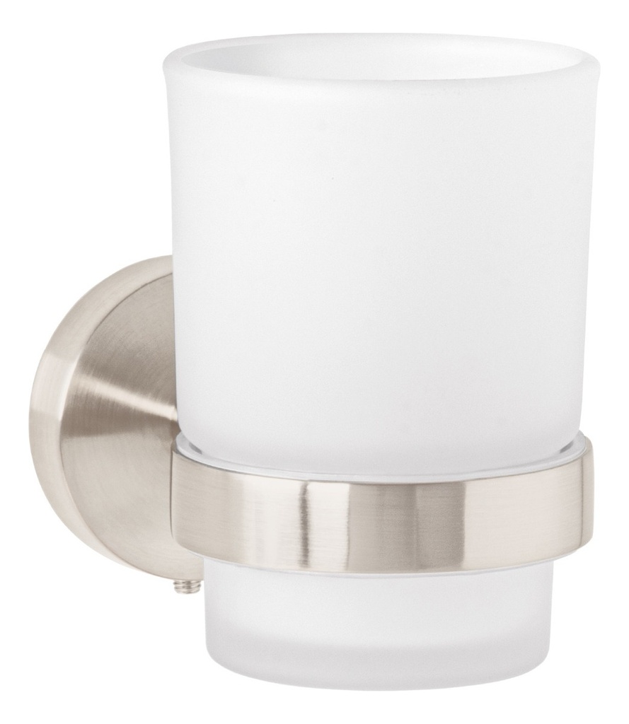 Portavaso Cepillero Con Vaso De Vidrio, Foset Tba-71n Satín