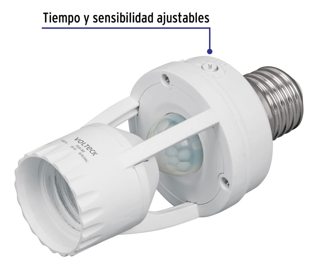 Portalámpara Con Sensor De Movimiento 360 Volteck Pose-360 Color Blanco