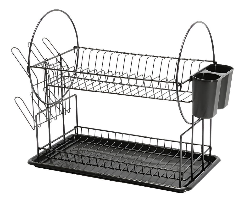 [TR-ETR-3] Escurridor Negro De Acero Con 2 Niveles Para Trastes Foset Etr-3