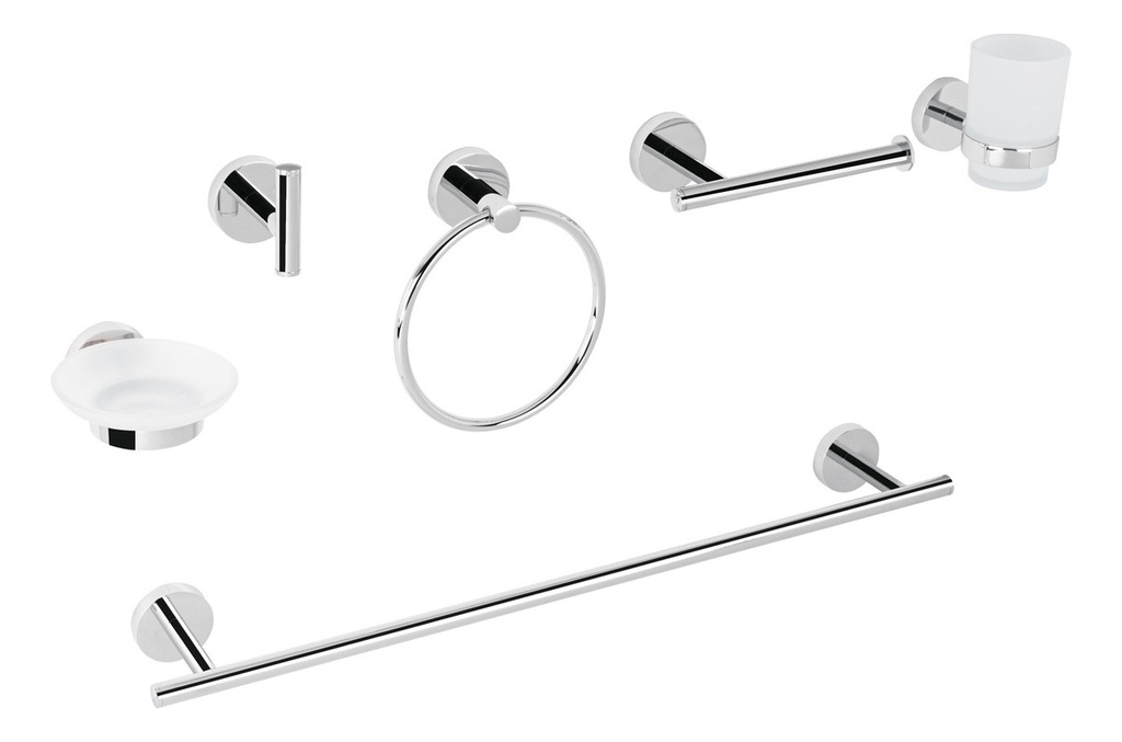 [TR-TBA-7000] Juego de Accesorios Para Baño, 6 Piezas Foset Tba-7000 Cromo