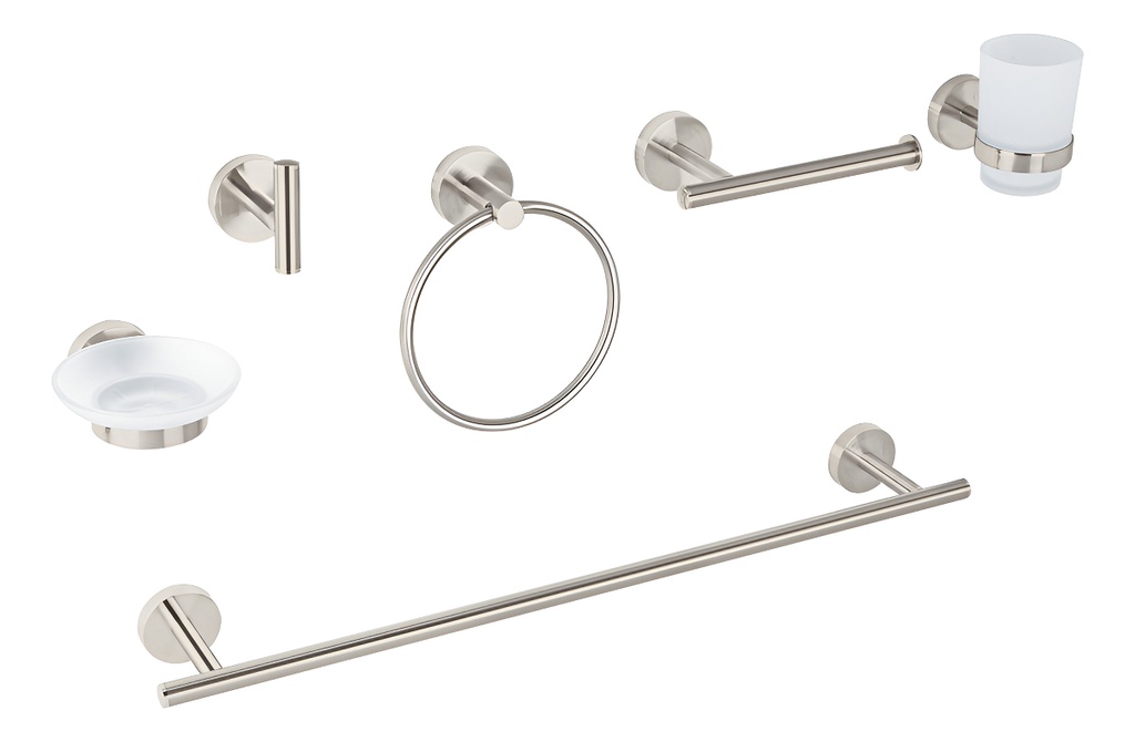 [TR-TBA-7000N] Juego de Accesorios Para Baño 6 Pzas Foset Tba-7000n Satín
