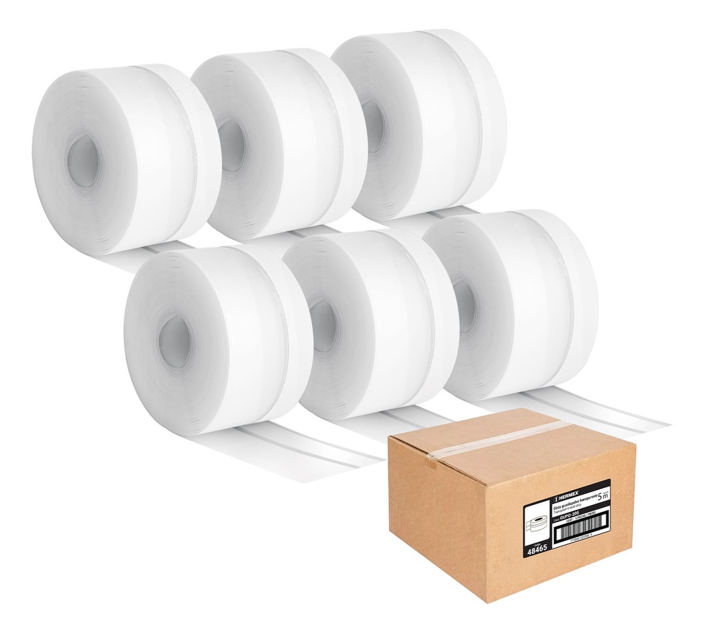 [TR-GUPO-205] Kit De 6 Cintas Guardapolvo, 5m X 45mm, Hermex Gupo-205 Transparente Cinta