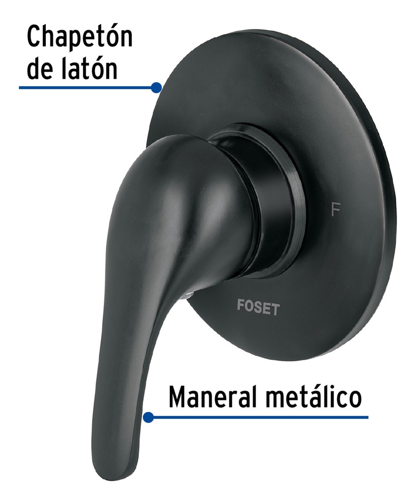 Monomando Para Regadera Foset Aqua Aqm-71m Color Negra y Acabado Mate
