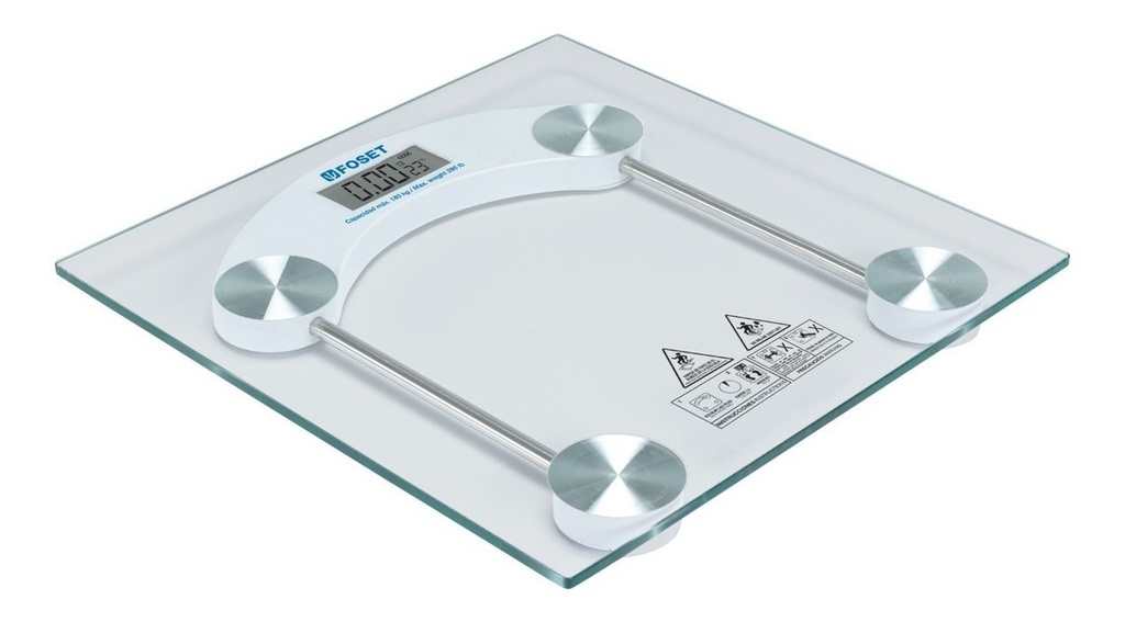 [TR-BASC-180T] Báscula Digital 180kg Para Baño, Vidrio Templado Foset Basc-180t Transparente