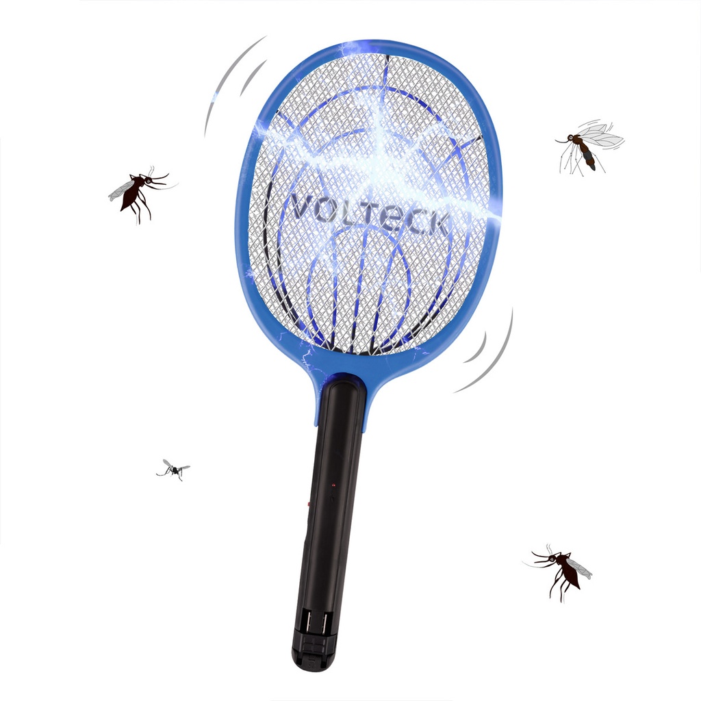Raqueta Mata Moscas y Mosquitos, Recargable, Volteck Raq-35 Azul Acero