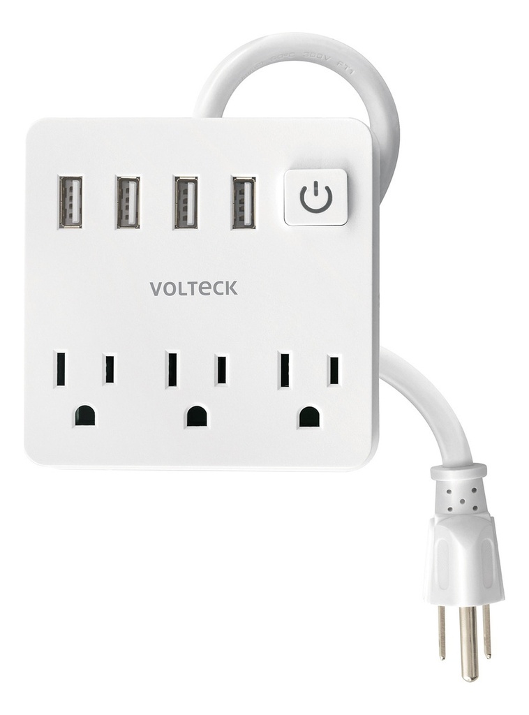 Multicontacto 3 Entradas 4 Puertos Usb Volteck Mul-3u Blanco