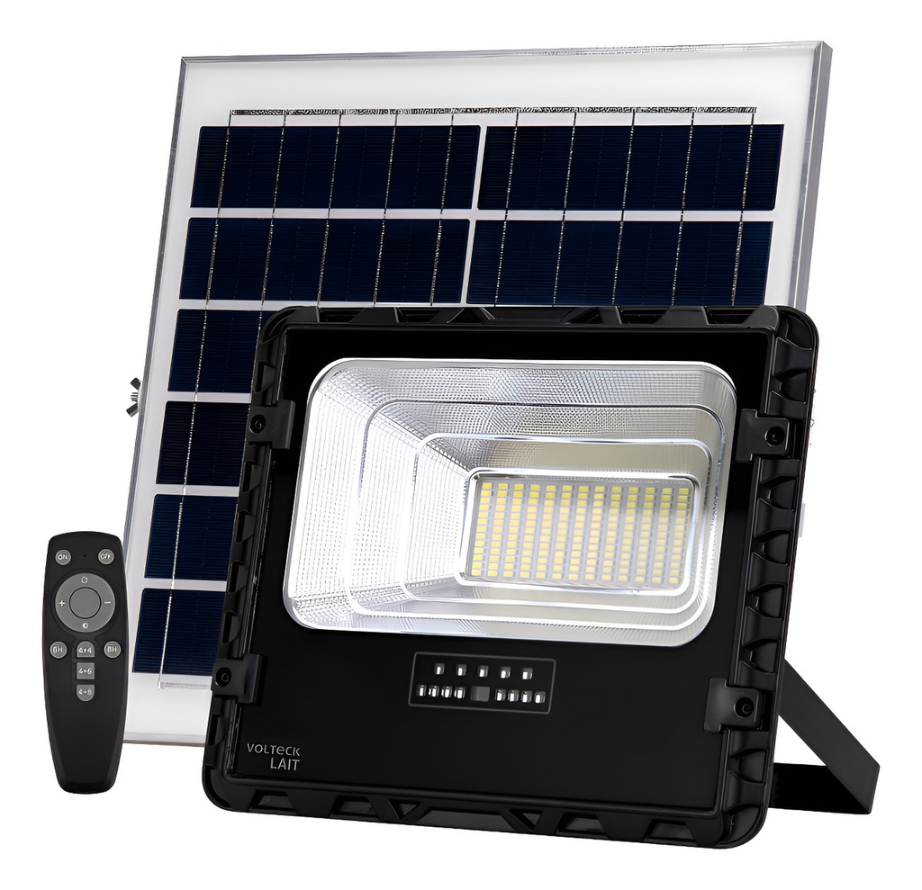 [TR-REF-504SL] Reflector Led 100w Panel Solar, Luz De Día Volteck Ref-504sl Negro Blanco Frío