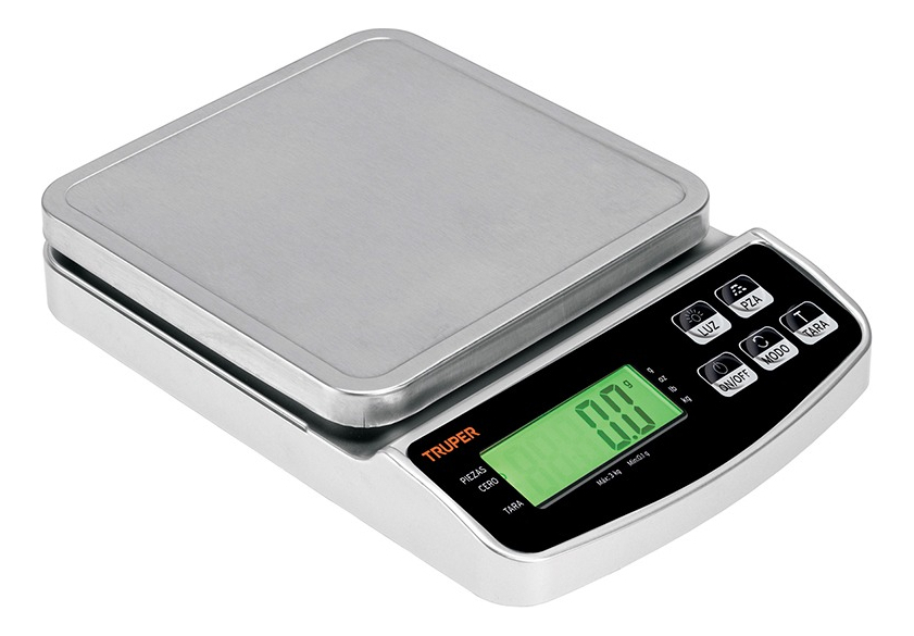 [TR-BASE-3] Báscula Digital De Precisión Recargable 0.1g A 3kg Color Plateado Truper Base-3