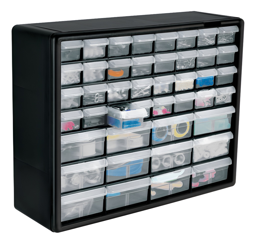 [TR-ORG-44] Organizador Con 44 Gavetas, Color Negro Truper Org-44