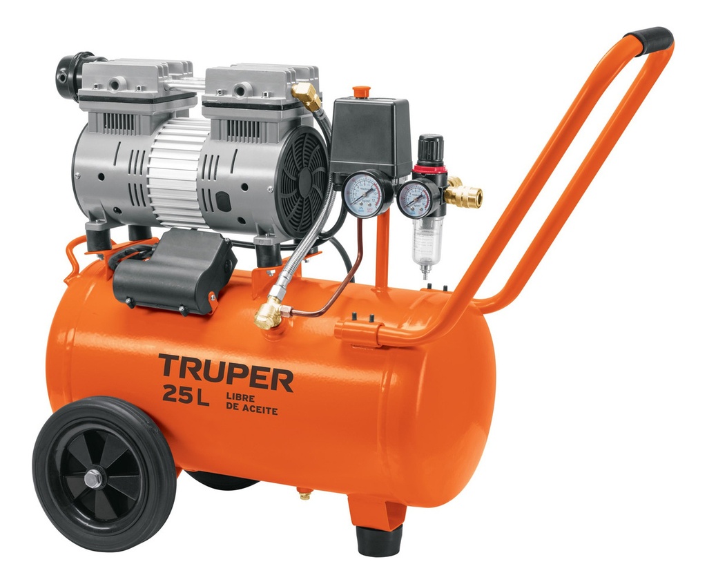 Compresor De Aire 25l 2hp Truper Comp-25q Monofásico 60hz Naranaja Naranja Monofásica