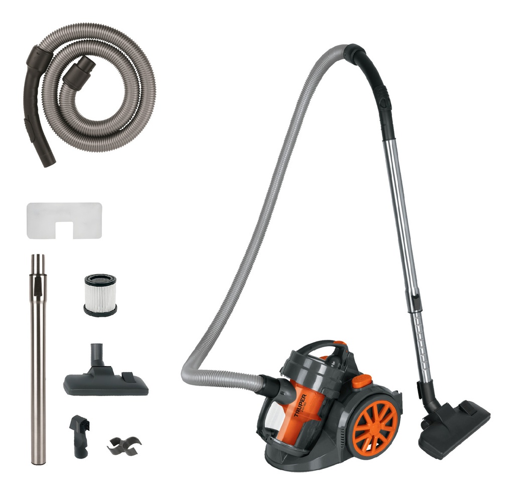 Aspiradora Doméstica Truper Canister 2l 1.6 Hp 1200 W Filtro Hepa Tecnología Ciclónica Accesorios Incluidos Asd-180 Color Negro