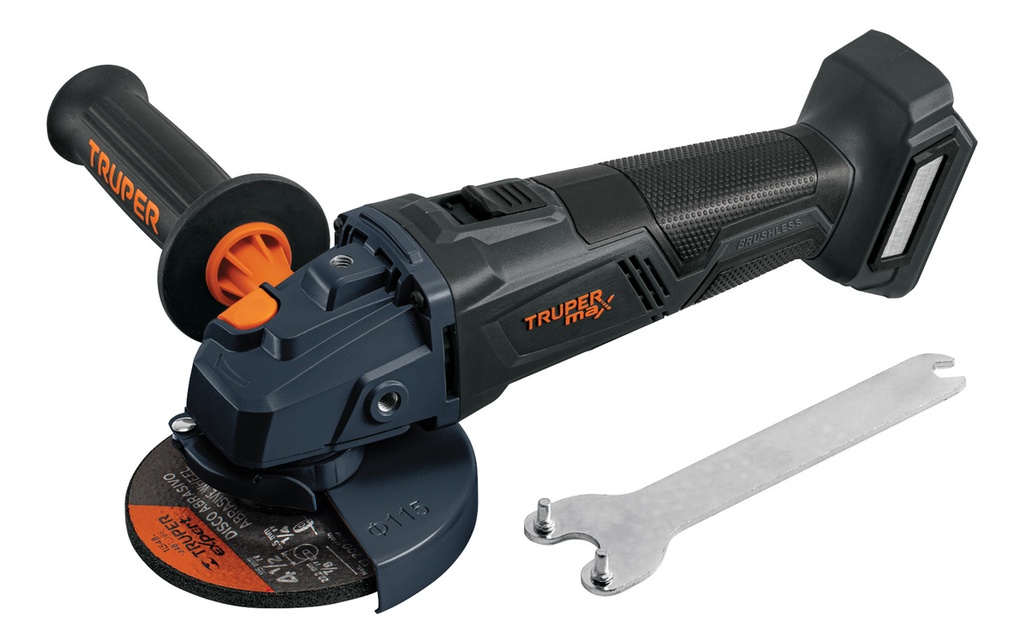 Esmeriladora Inalámbrica, 4-1/2'', 20 V, Sin Batería, Truper Max Max-20es, Color Negro