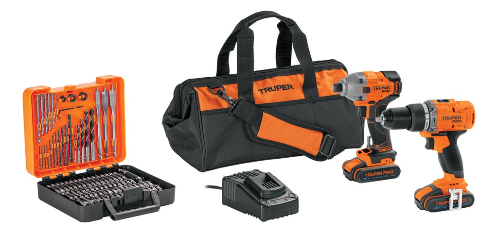 Combo Rotomartillo/destornillador + Destornillador De Impacto, 20v Truper Combo-20a2 Naranja