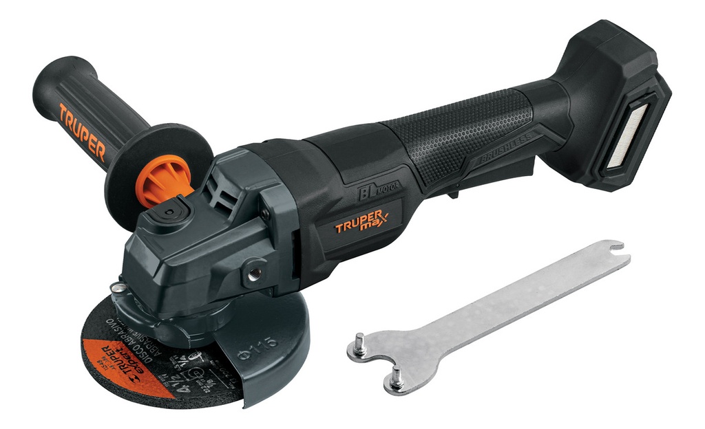 [TR-MAX-20EPS] Esmeriladora 4-1/2" 20v, Int. Paleta, S/accesorios, Max Negro Truper