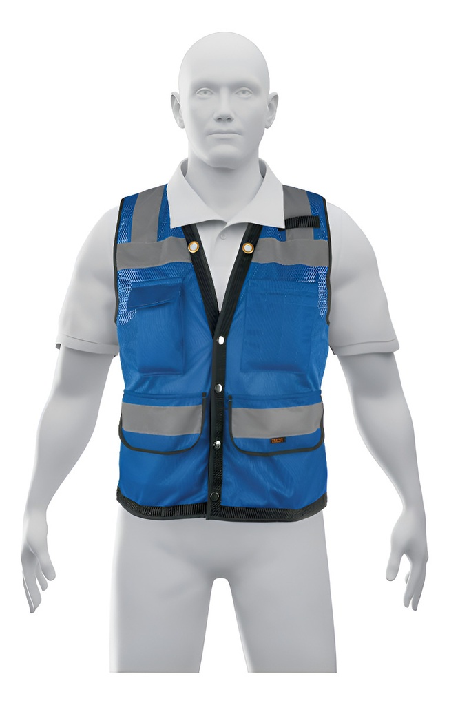 Chaleco Seguridad Reforzado Mediano Azul Truper Chs-800a-m Azul M