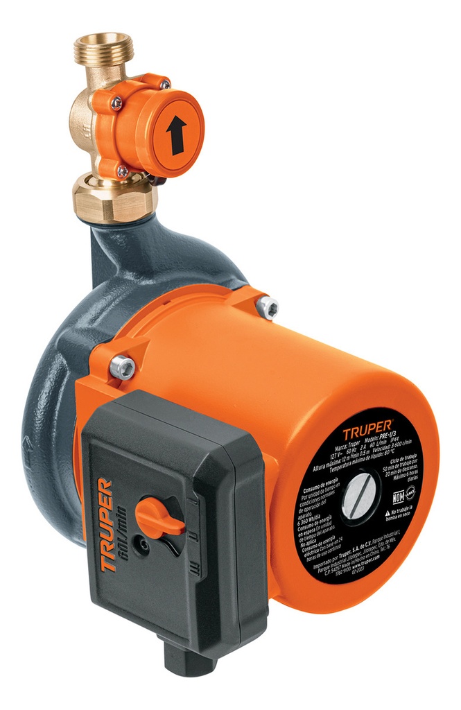 Bomba Presurizadora Truper Pre-1/3 1/3 Hp Con Flujo De 60 L/min, Ideal Para 2 Servicios. Compacta, Silenciosa Y Fácil De Instalar