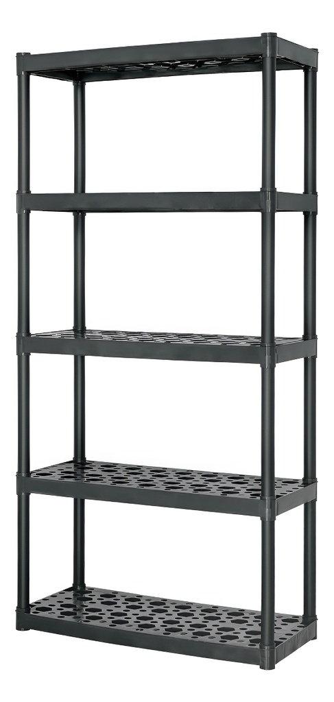 [TR-EST-5] Estante Plástico 5 Repisas Carga 70 Kg Medidas 185x43x91 Cm Truper Est-5 Negro